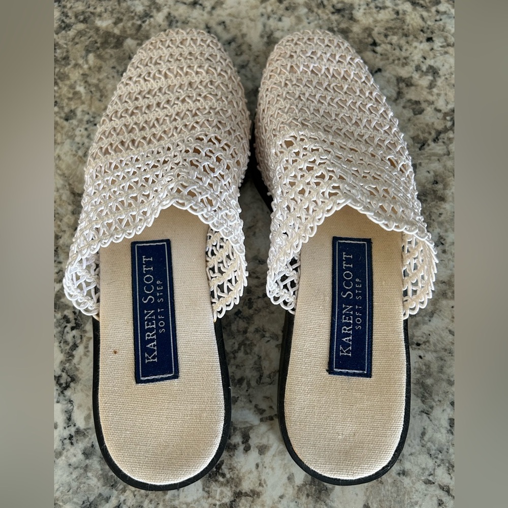 Karen Scott Shoreline Woven Sandals Mules Flats White Textured Comfy Size 6 - Picture 5 of 9